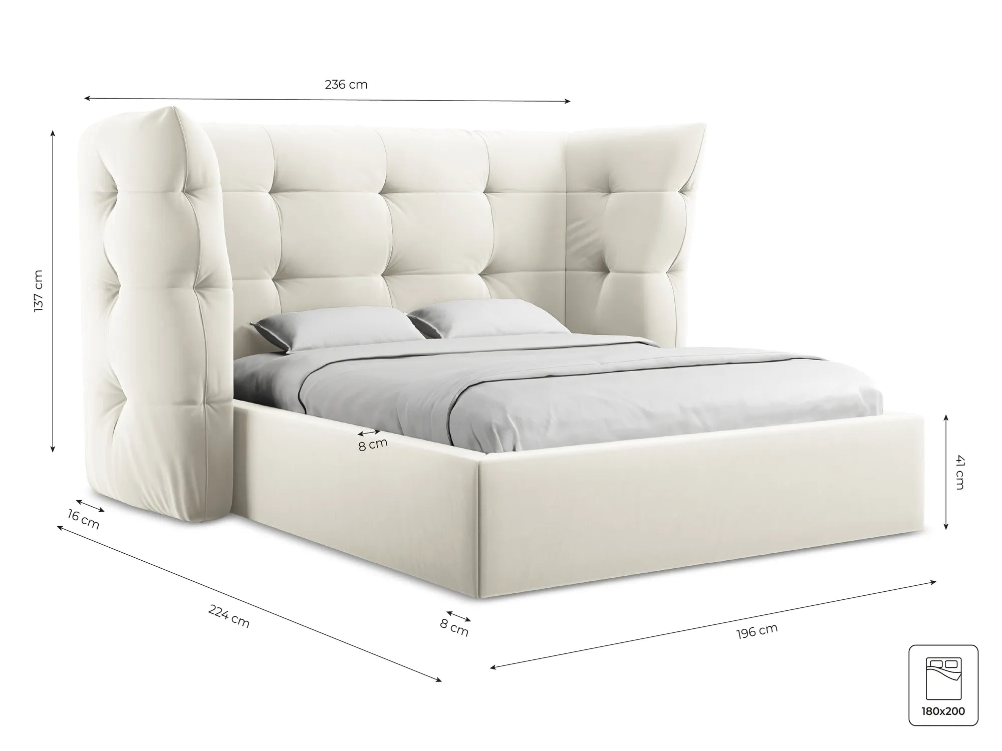 Bluvel - Fabb - Srebrny - 180x200