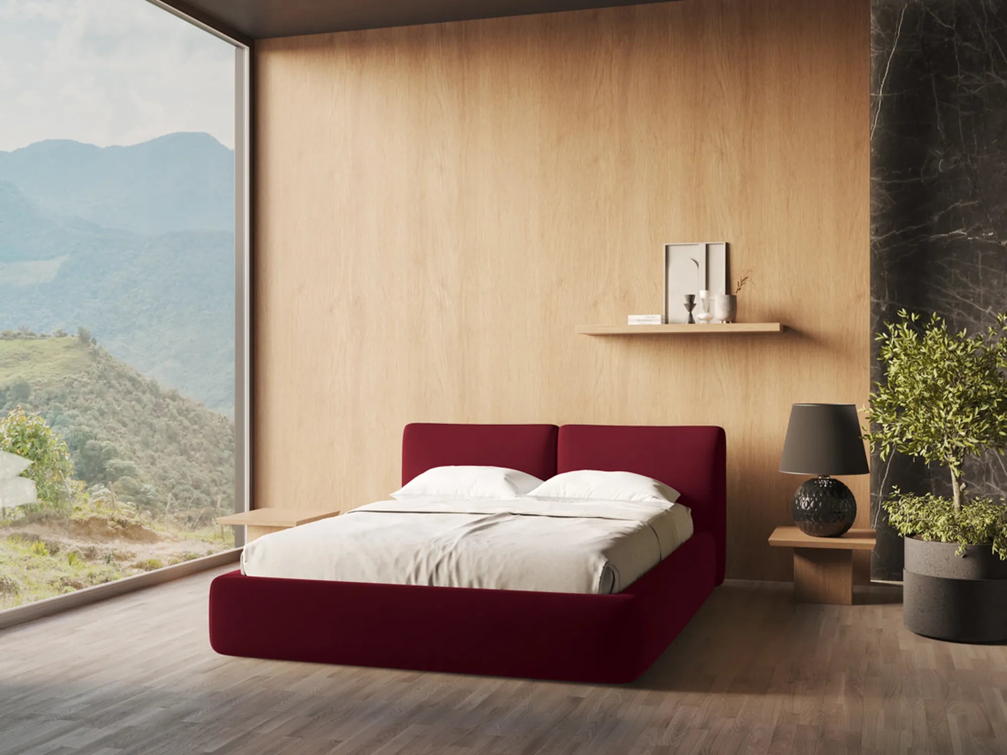 Riviera - Davis - Burgundowy - 180x200