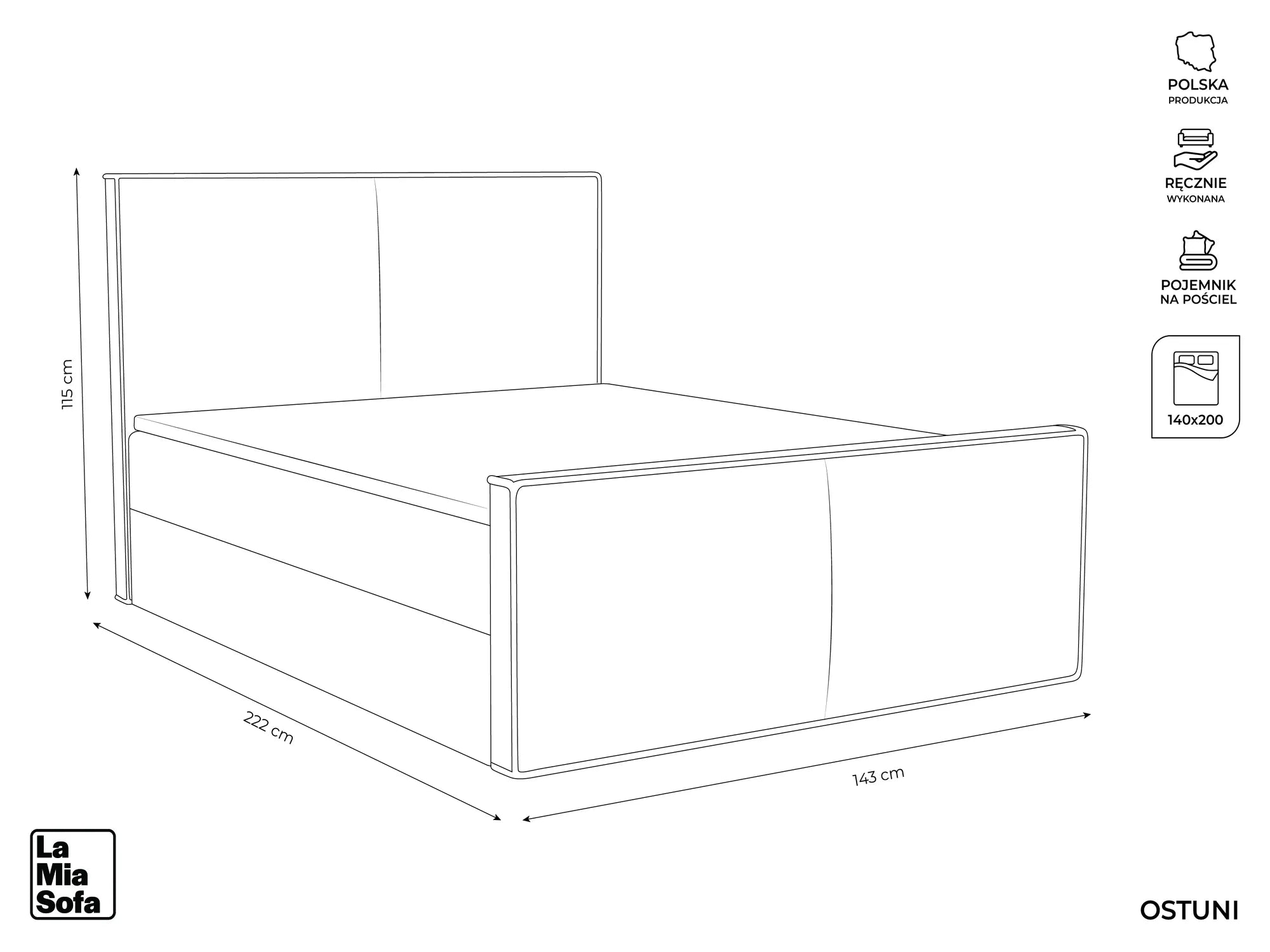 Bluvel - Fabb - Czarny - 140x200